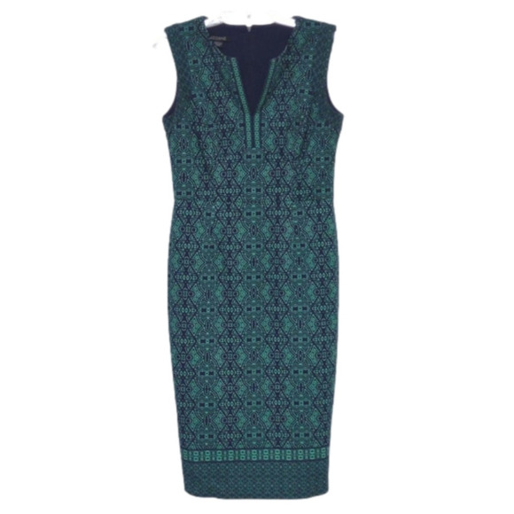 Adorne sleeveless lined midi dress, blue and green, size 6 - Picture 2 of 9
